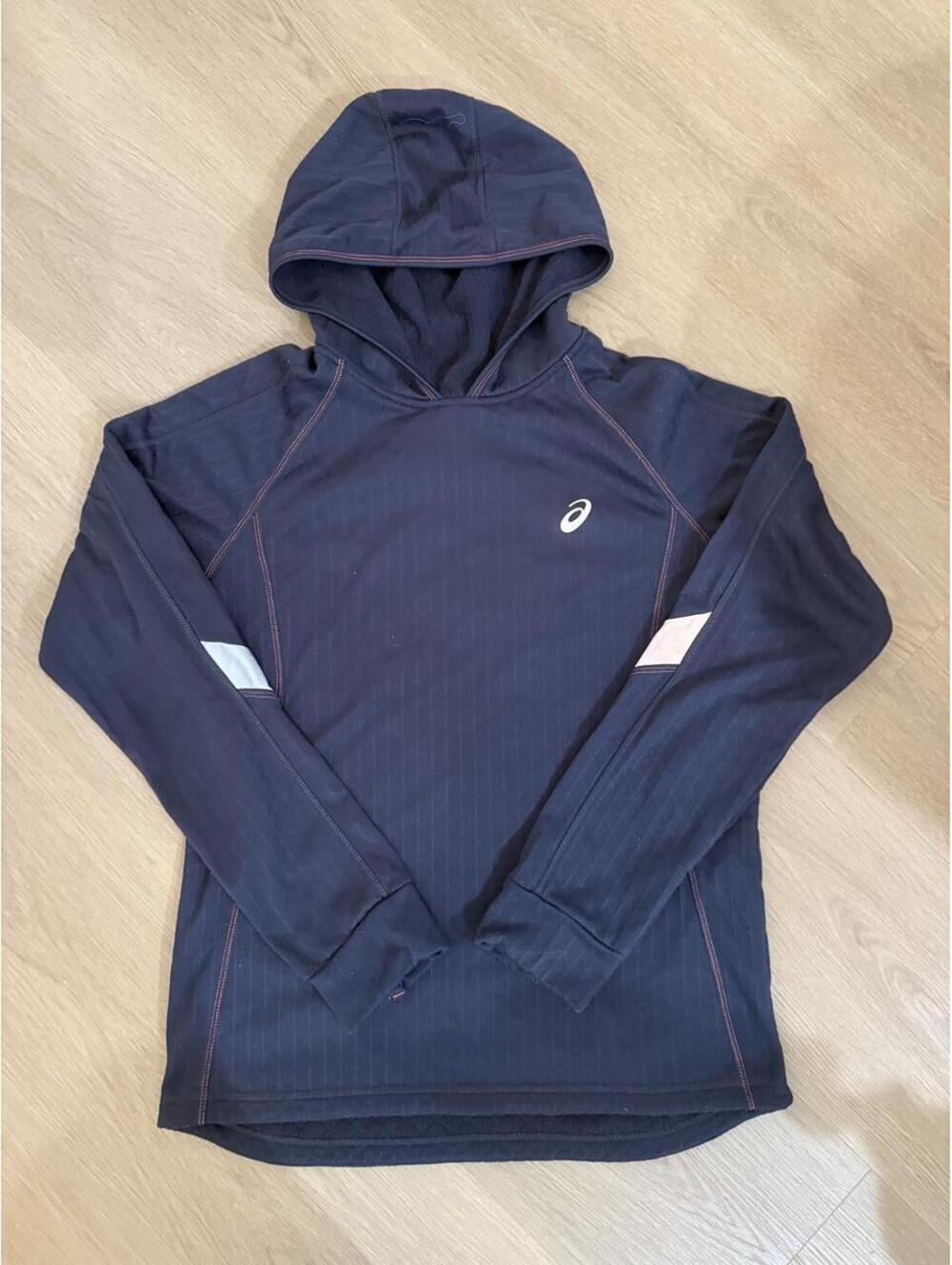 ASICS Dark Blue Long Sleeve Athletic Hoodie Medium